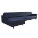 Sofá 4 Lugares Living com Chaise Esquerdo Pé Palito Linho Cotton Azul Marinho