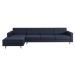 Sofá 4 Lugares Living com Chaise Esquerdo Pé Palito Linho Cotton Azul Marinho