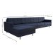 Sofá 4 Lugares Living com Chaise Esquerdo Pé Palito Linho Cotton Azul Marinho