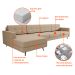 Sofá 4 Lugares Living com Chaise Esquerdo Pé Palito Linho Cotton Bege