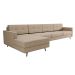 Sofá 4 Lugares Living com Chaise Esquerdo Pé Palito Linho Cotton Bege