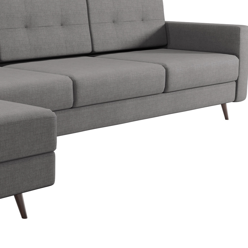 Sofá 4 Lugares Living com Chaise Esquerdo Pé Palito Linho Cotton Cinza