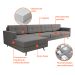 Sofá 4 Lugares Living com Chaise Esquerdo Pé Palito Linho Cotton Cinza