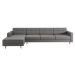 Sofá 4 Lugares Living com Chaise Esquerdo Pé Palito Linho Cotton Cinza