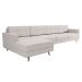 Sofá 4 Lugares Living com Chaise Esquerdo Pé Palito Linho Cotton Cru