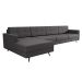 Sofá 4 Lugares Living com Chaise Esquerdo Pé Palito Linho Cotton Grafite Escuro