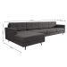Sofá 4 Lugares Living com Chaise Esquerdo Pé Palito Linho Cotton Grafite Escuro