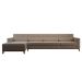 Sofá 4 Lugares Living com Chaise Esquerdo Pés e Base em Madeira Linho Cotton Bege