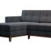 Sofá 4 Lugares Living com Chaise Esquerdo Pés e Base em Madeira Linho Cotton Grafite