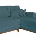 Sofá 4 Lugares Mônaco Com Chaise Direito Linho Azul Claro
