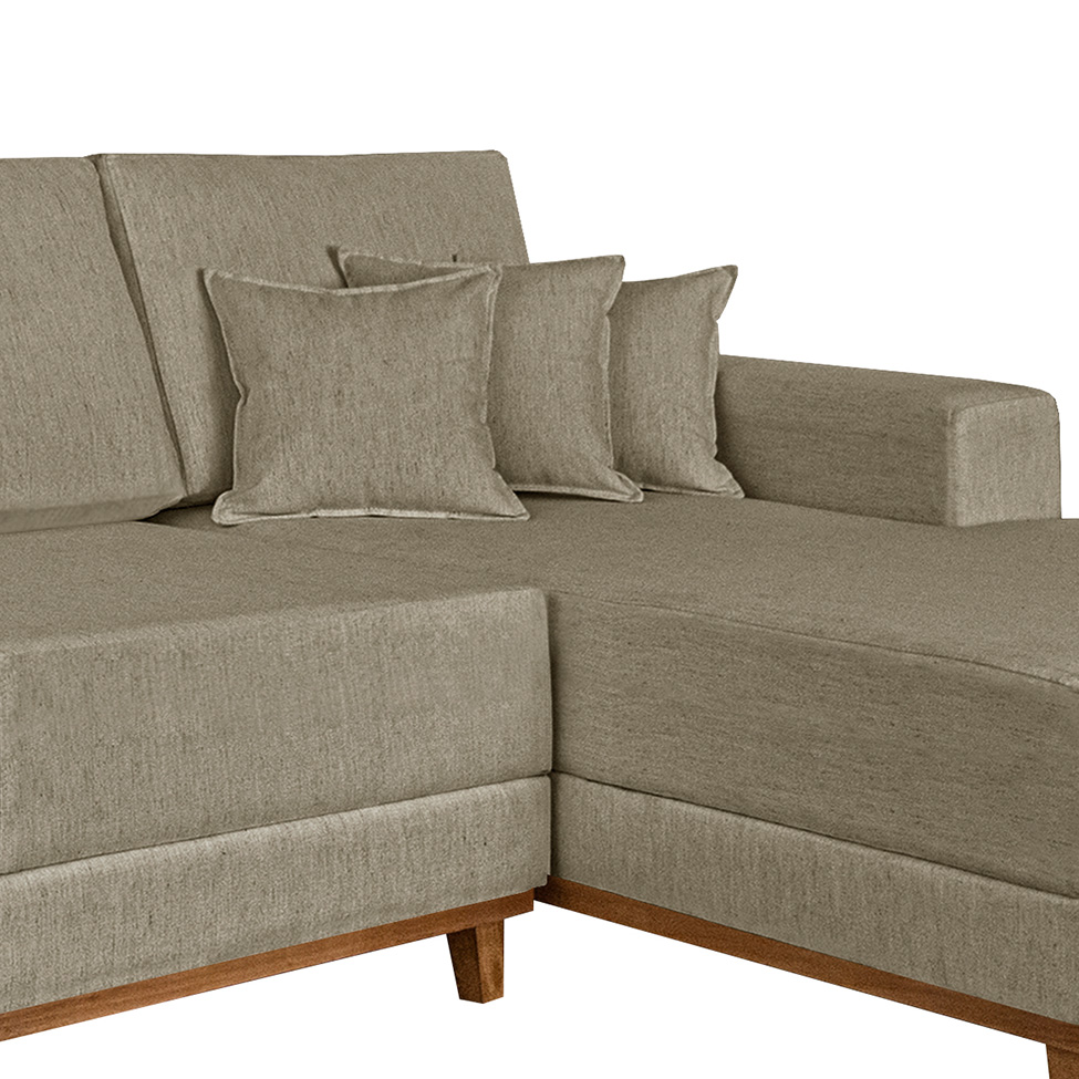 Sofá 4 Lugares Mônaco Com Chaise Direito Linho Bege