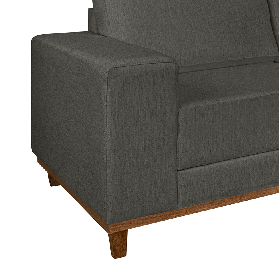 Sofá 4 Lugares Mônaco Com Chaise Direito Linho Cinza