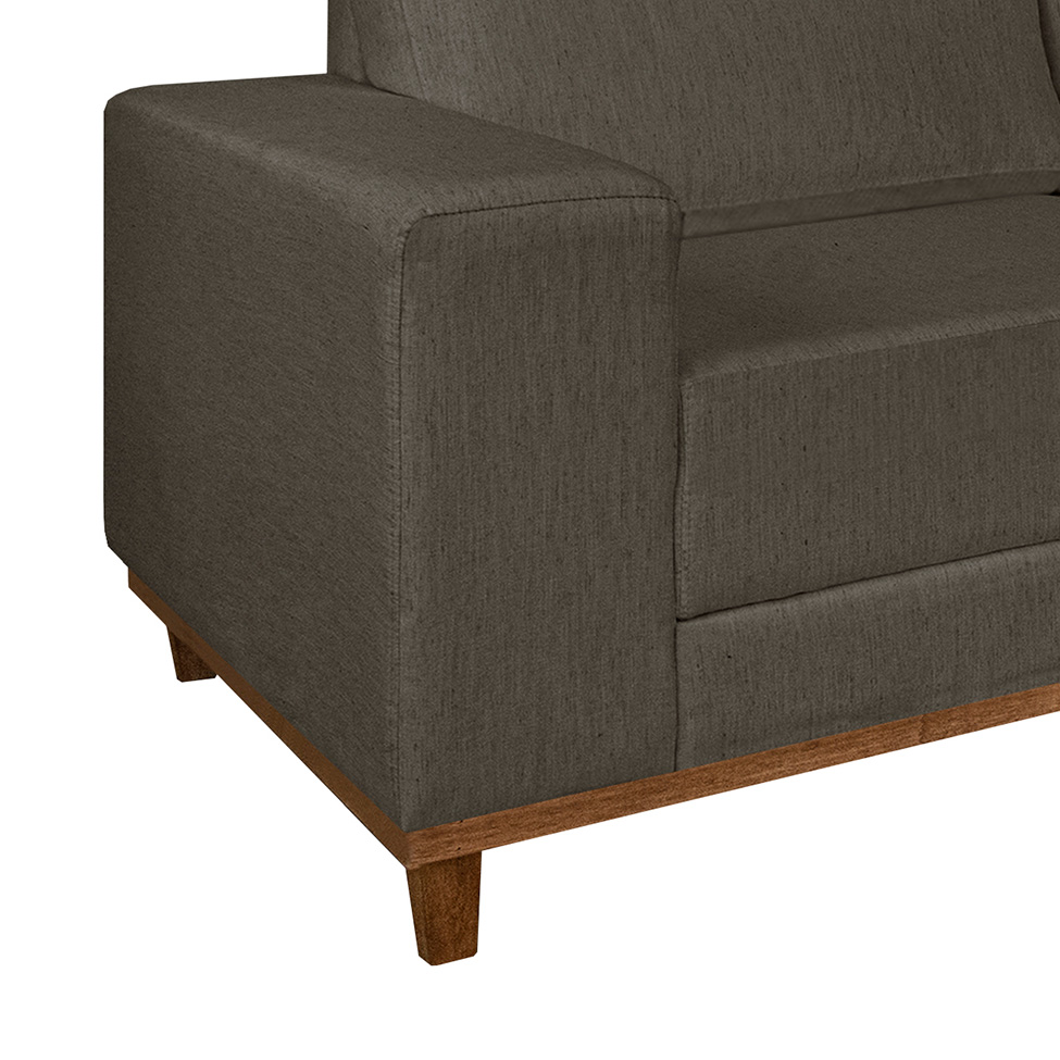 Sofá 4 Lugares Mônaco Com Chaise Direito Linho Marrom Escuro