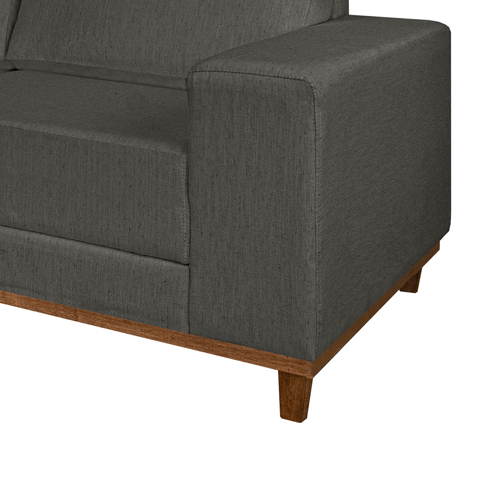 Sofá 4 Lugares Mônaco Com Chaise Esquerdo Linho Cinza
