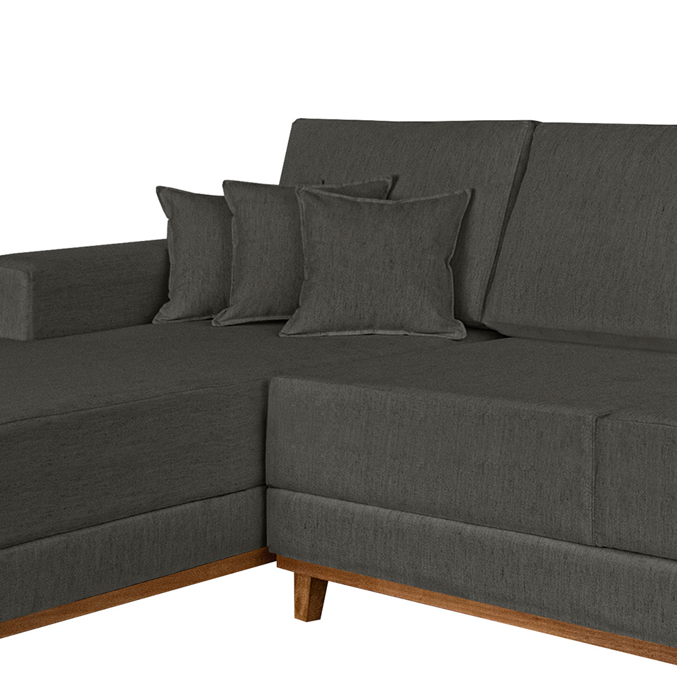 Sofá 4 Lugares Mônaco Com Chaise Esquerdo Linho Cinza