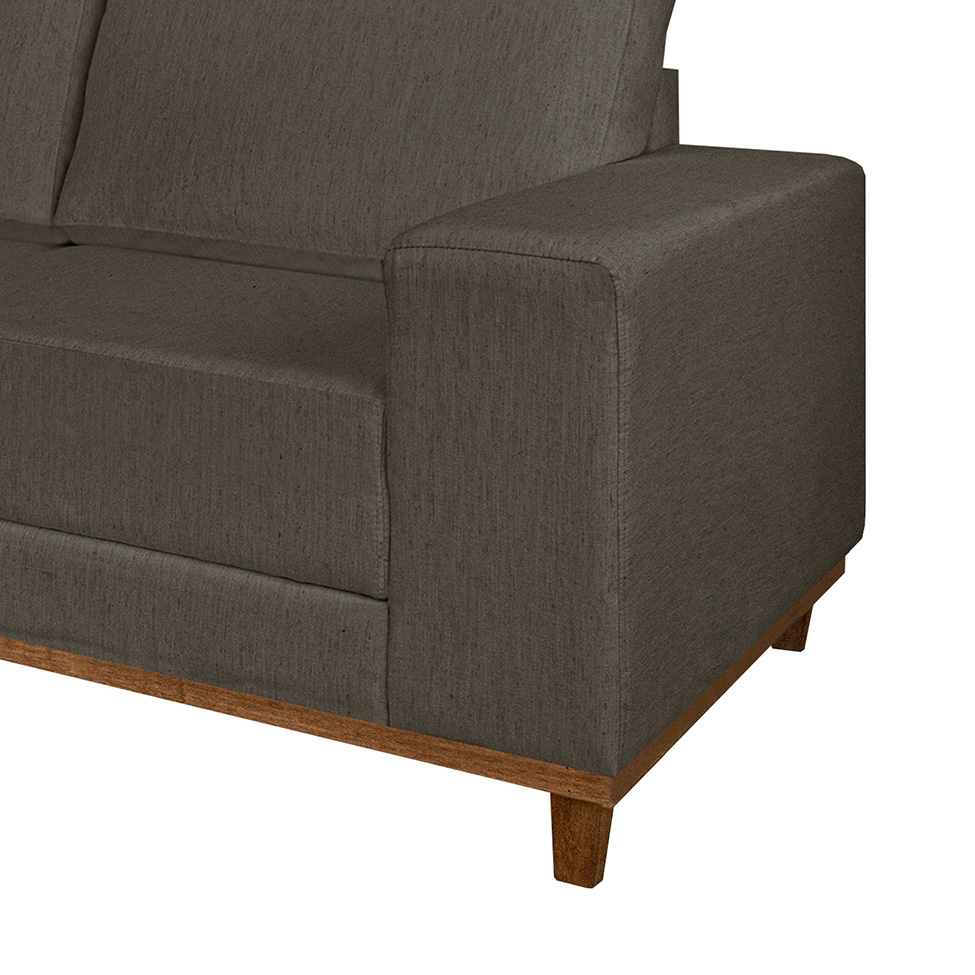Sofá 4 Lugares Mônaco Com Chaise Esquerdo Linho Marrom Escuro