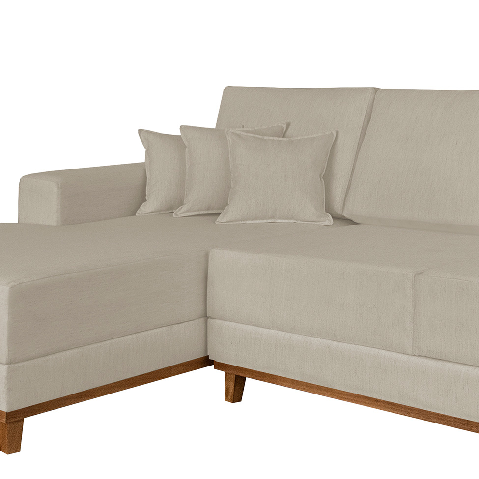 Sofá 4 Lugares Mônaco Com Chaise Esquerdo Linho Off White
