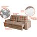 Sofá 4 Lugares Retrátil Lubeck Plush Suede Bege 250 cm