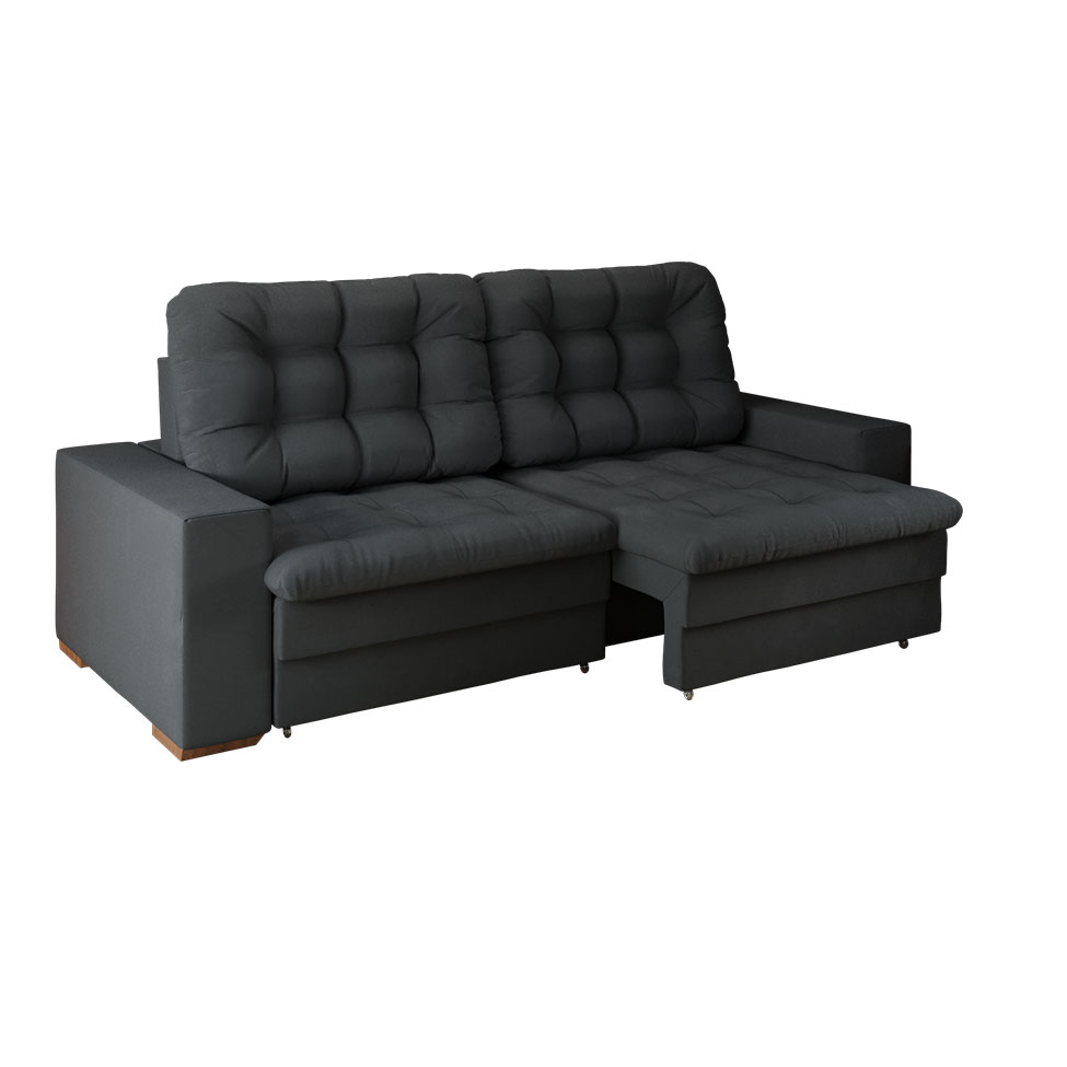 Sofá 4 Lugares Retrátil Lubeck Plush Suede Grafite 250 cm