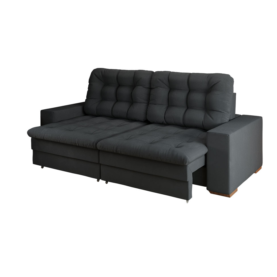 Sofá 4 Lugares Retrátil Lubeck Plush Suede Grafite 250 cm