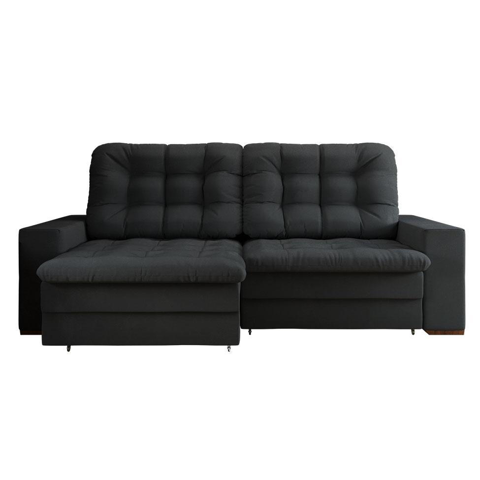 Sofá 4 Lugares Retrátil Lubeck Plush Suede Grafite 250 cm