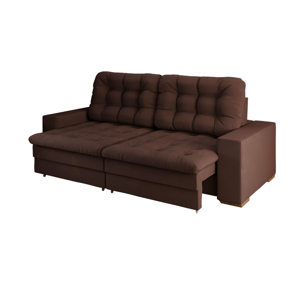 Sofá 4 Lugares Retrátil Lubeck Plush Suede Marrom 250 cm