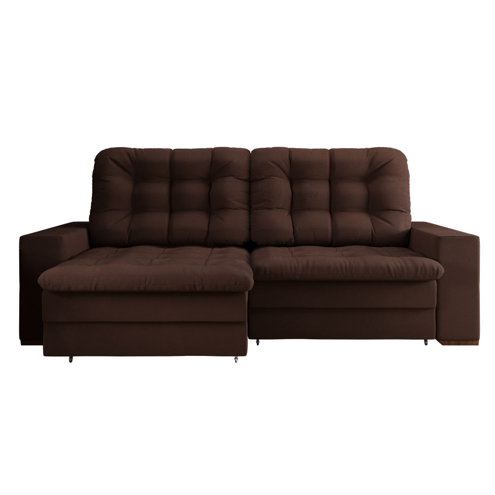 Sofá 4 Lugares Retrátil Lubeck Plush Suede Marrom 250 cm