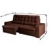 Sofá 4 Lugares Retrátil Lubeck Plush Suede Marrom 250 cm