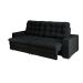 Sofá 4 Lugares Retrátil Lubeck Plush Suede Preto 250 cm