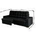 Sofá 4 Lugares Retrátil Lubeck Plush Suede Preto 250 cm