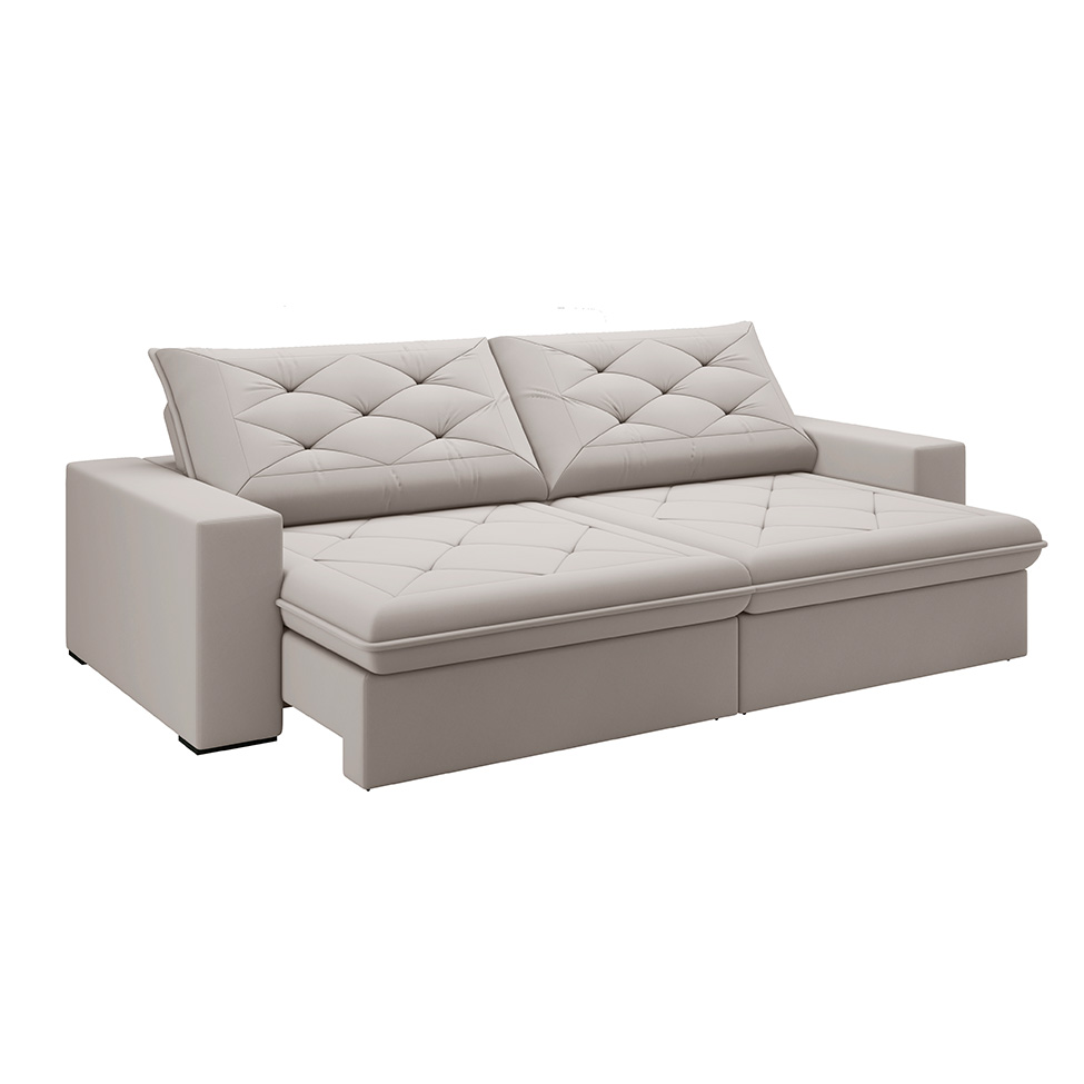 Sofá 4 Lugares Retrátil e Reclinável Flexforma Premier Veludo Marfim 250 cm