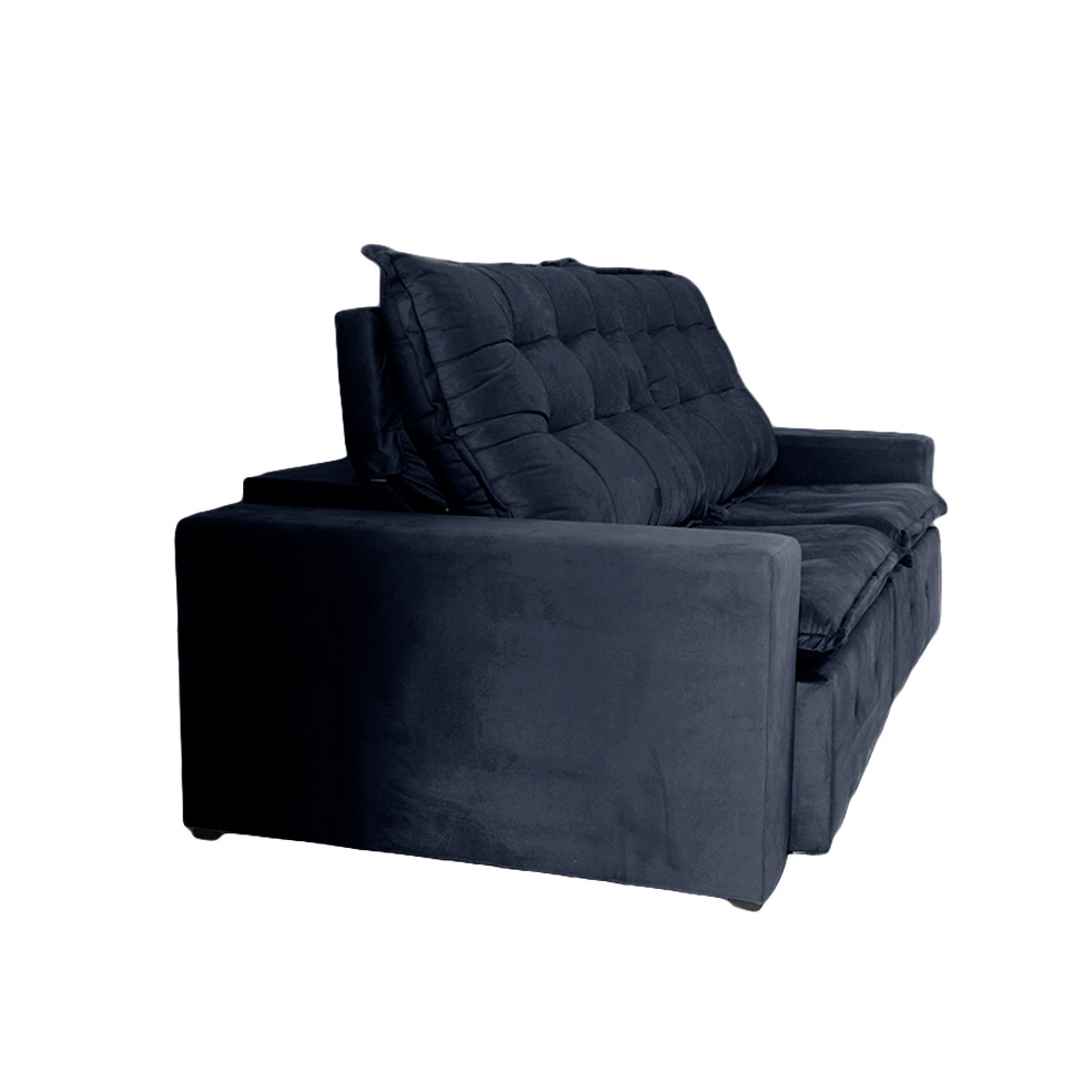 Sofá 4 Lugares Retrátil e Reclinável França Suede Azul
