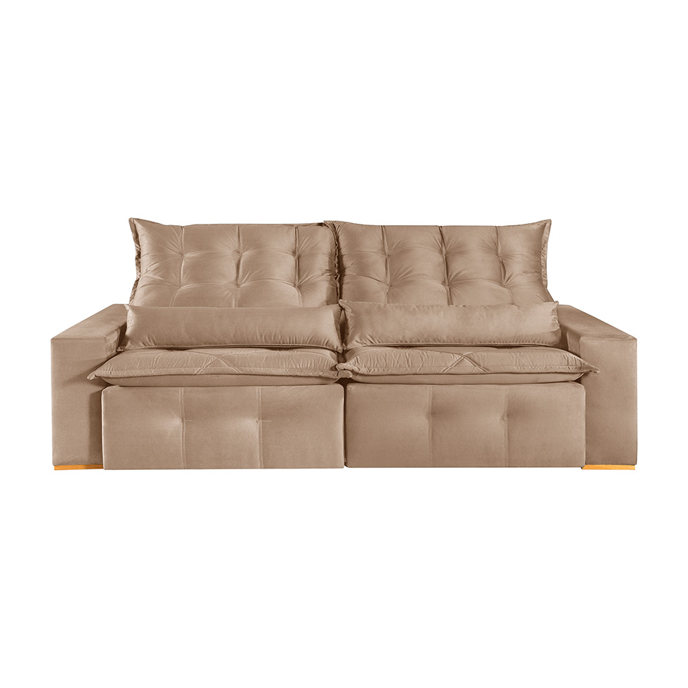 Sofá 4 Lugares Retrátil e Reclinável França Suede Bege