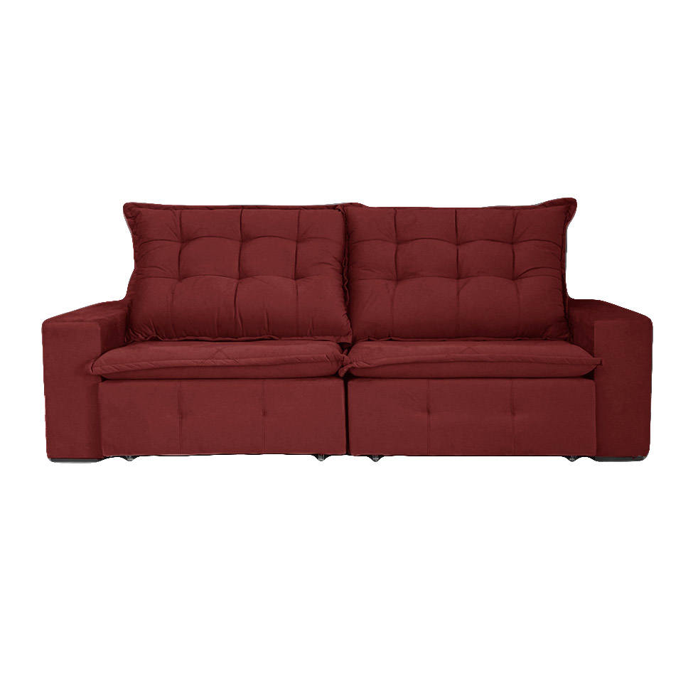 Sofá 4 Lugares Retrátil e Reclinável França Suede Bordô