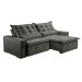 Sofá 4 Lugares Retrátil e Reclinável França Suede Cinza