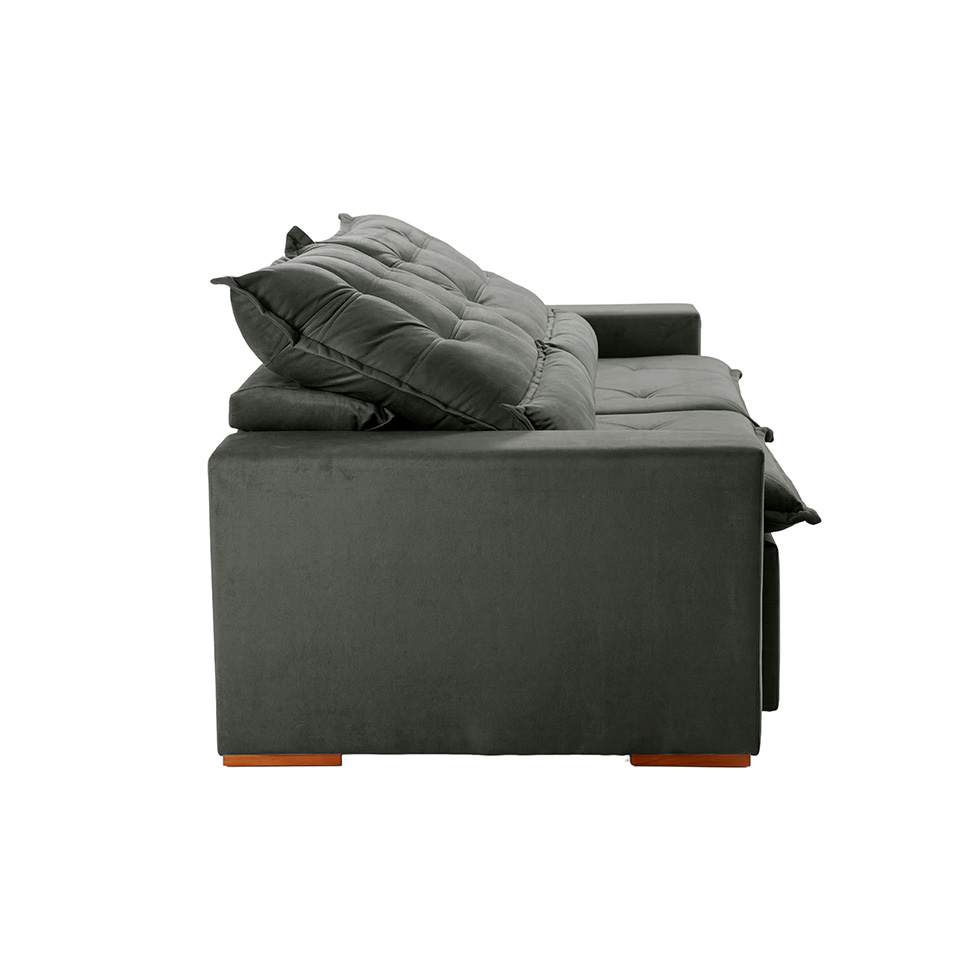 Sofá 4 Lugares Retrátil e Reclinável França Suede Cinza