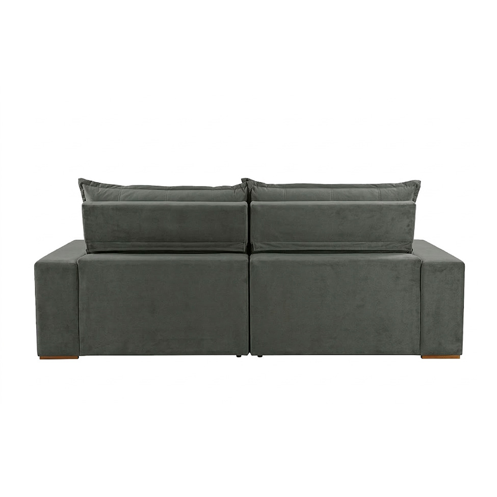 Sofá 4 Lugares Retrátil e Reclinável França Suede Cinza