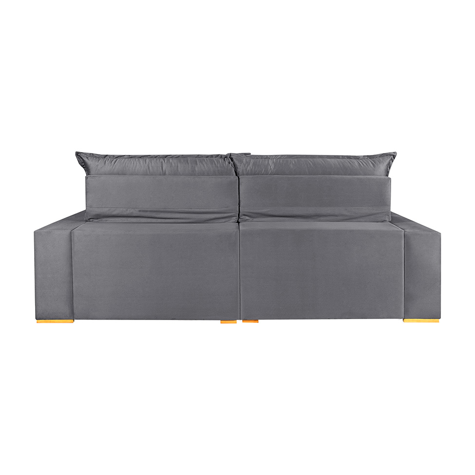 Sofá 4 Lugares Retrátil e Reclinável França Suede Cinza