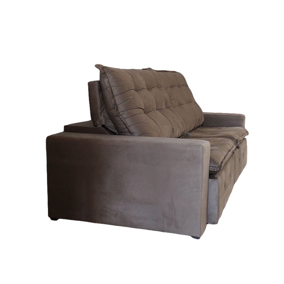 Sofá 4 Lugares Retrátil e Reclinável França Suede Marrom
