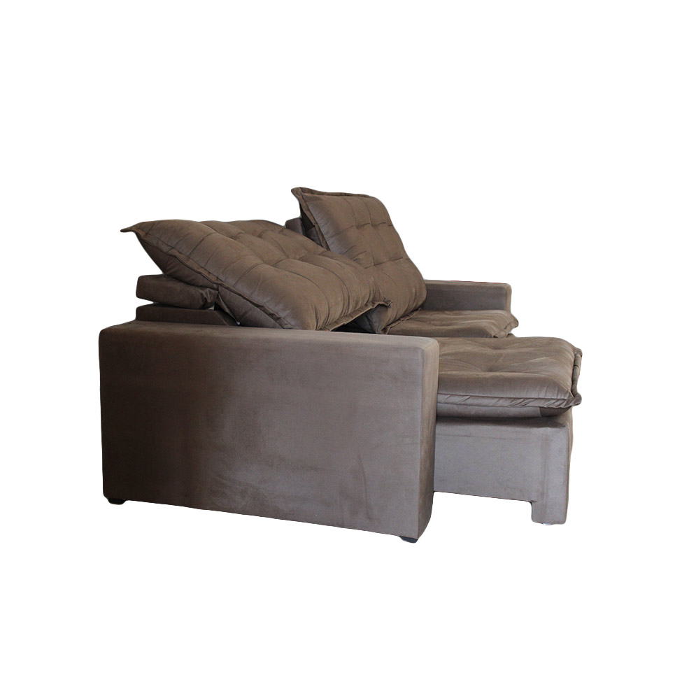 Sofá 4 Lugares Retrátil e Reclinável França Suede Marrom