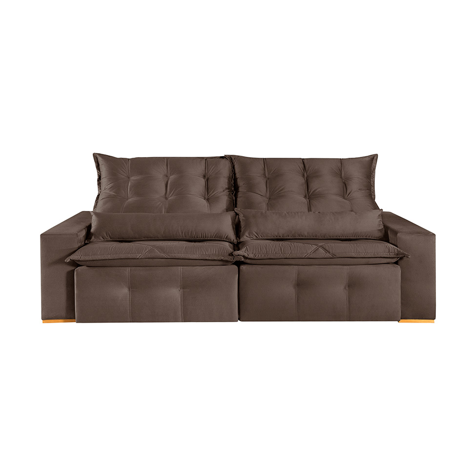 Sofá 4 Lugares Retrátil e Reclinável França Suede Marrom