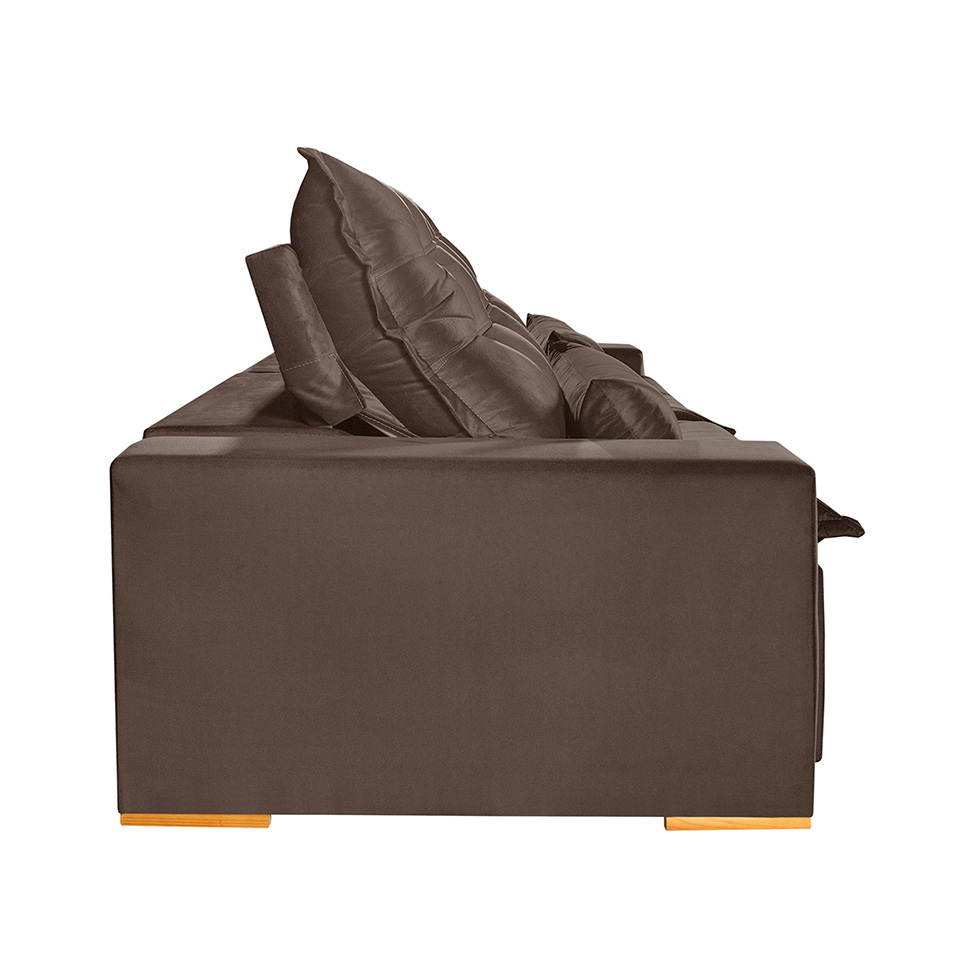 Sofá 4 Lugares Retrátil e Reclinável França Suede Marrom