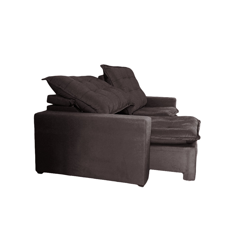 Sofá 4 Lugares Retrátil e Reclinável França Suede Marrom Escuro