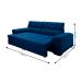 Sofá 4 Lugares Retrátil e Reclinável Herzog Veludo Azul Marinho 260 cm