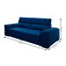 Sofá 4 Lugares Retrátil e Reclinável Herzog Veludo Azul Marinho 260 cm