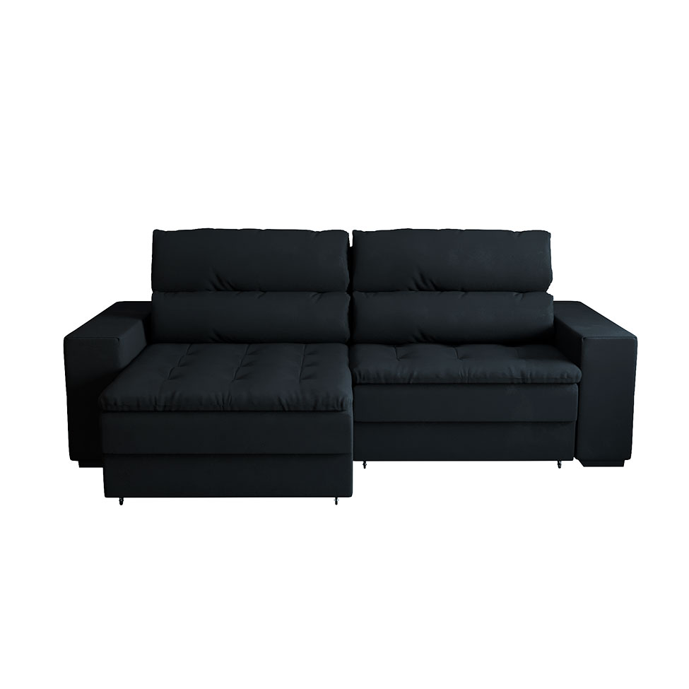 Sofá 4 Lugares Retrátil e Reclinável Montevideo Suede Preto