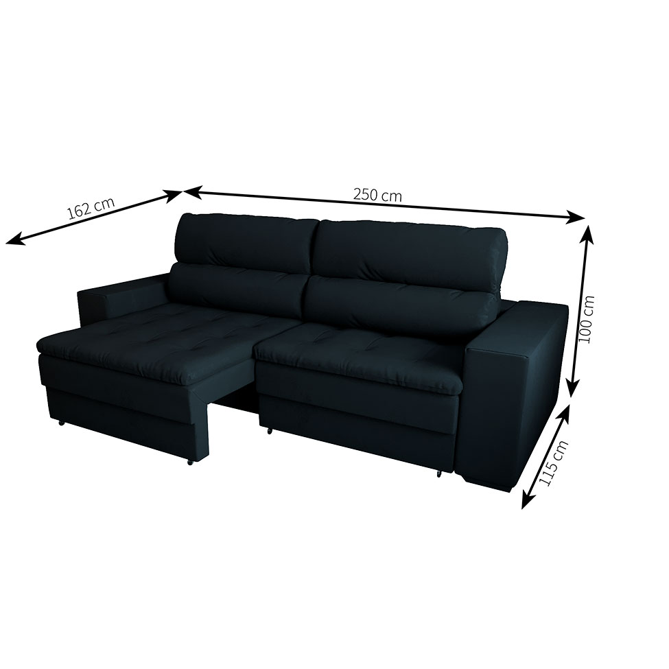 Sofá 4 Lugares Retrátil e Reclinável Montevideo Suede Preto