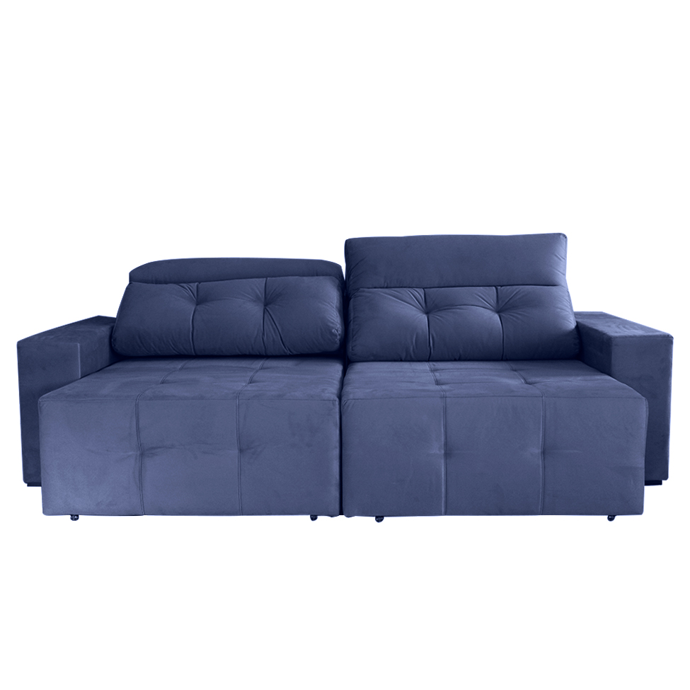 Sofá 4 Lugares Retrátil e Reclinável Roma Suede Azul