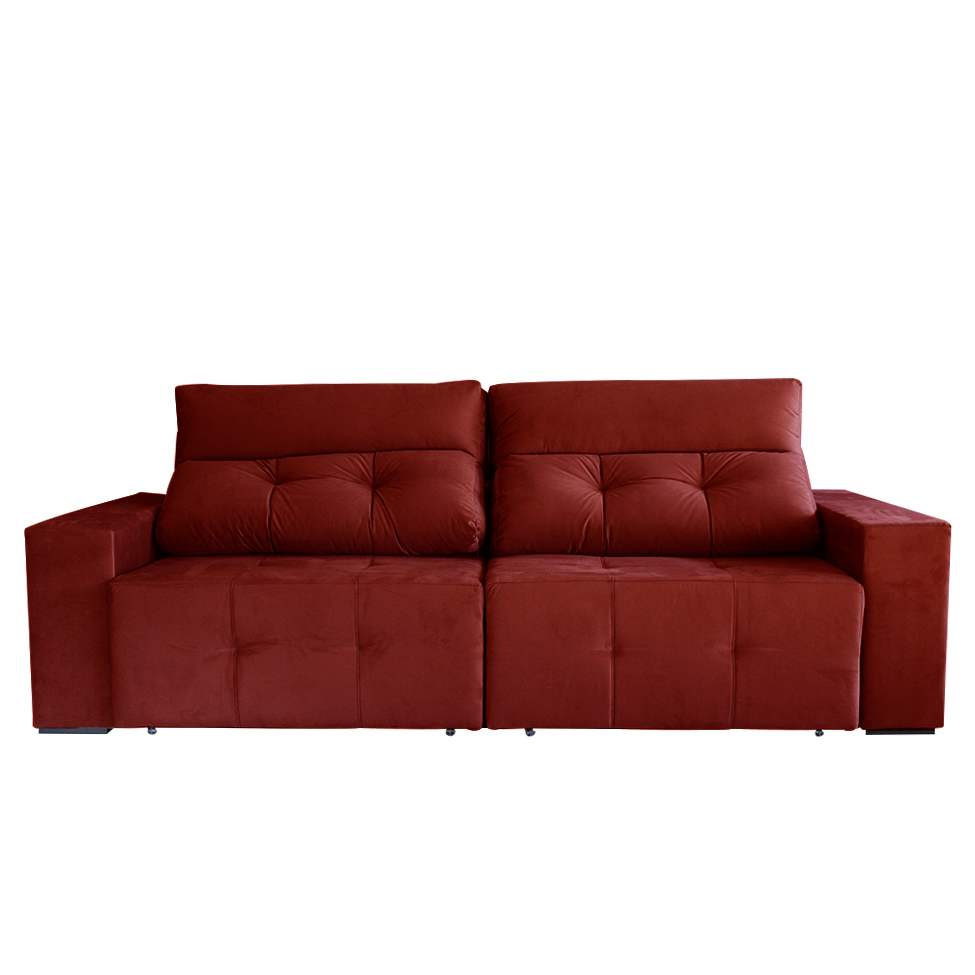 Sofá 4 Lugares Retrátil e Reclinável Roma Suede Bordô