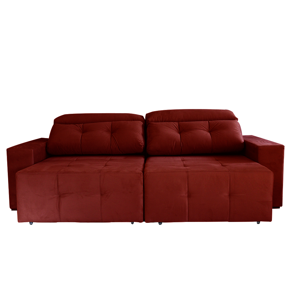 Sofá 4 Lugares Retrátil e Reclinável Roma Suede Bordô